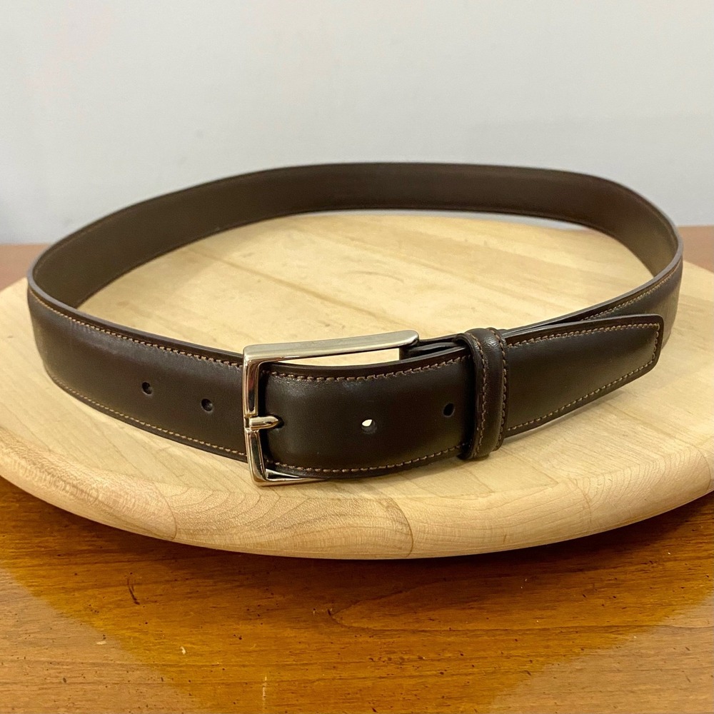 Ermenegildo Zegna Men's Dark Brown Leather Dress Belt 40/105 Italy